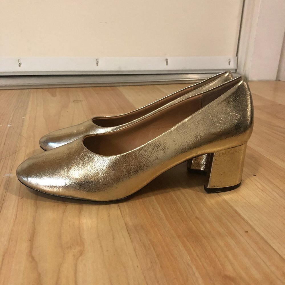 ZARA Gold Block Heels